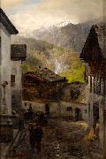 Oswald achenbach Bergdorf am Fub des Rigi painting